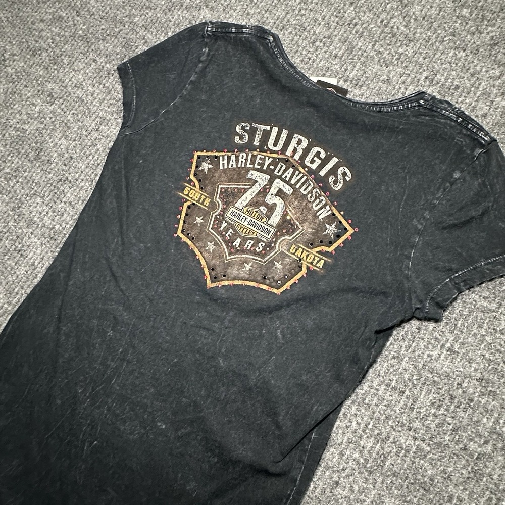 Harley Davidson‎ Women's Shirt Sturgis 75th Rally Small Bedazzled Double Sided